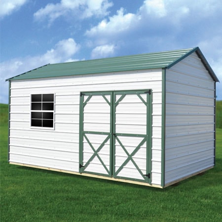 Derksen metal utility shed with alternate door configuration