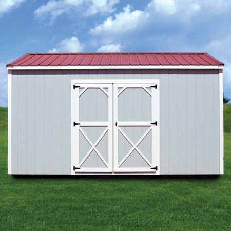 Derksen painted side utility shed — backyard storage solution