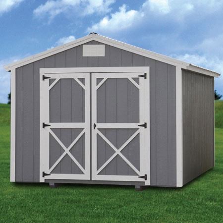 Derksen painted utility shed — portable storage building for sale