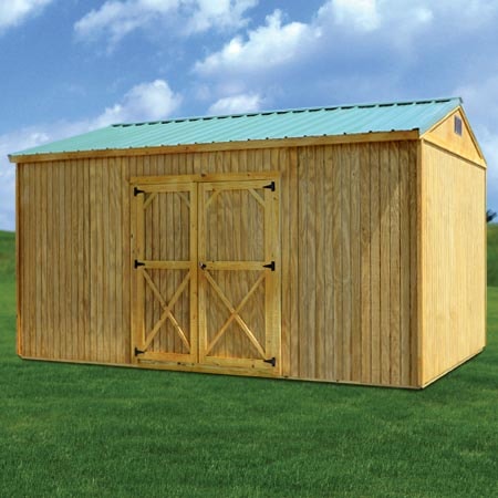 Derksen treated side utility shed — wood storage building