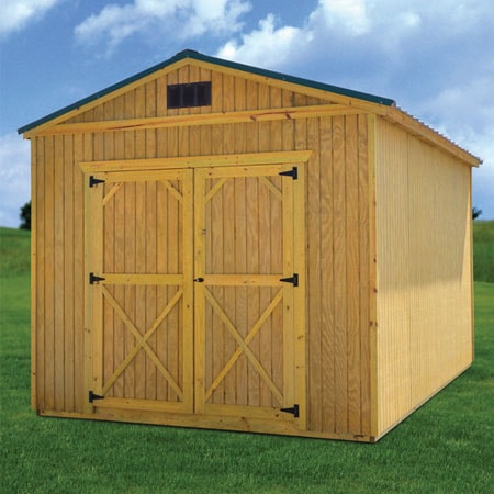 Derksen treated utility shed extra height — tall wood storage building